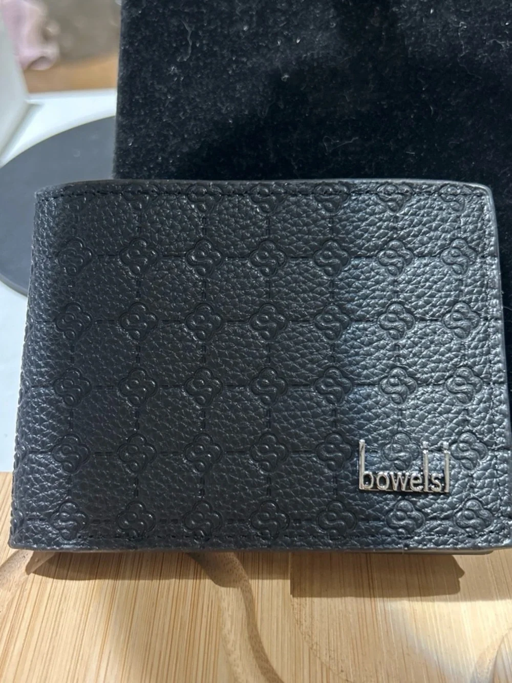 Bowels Black Textured Leather Card & Key Holder